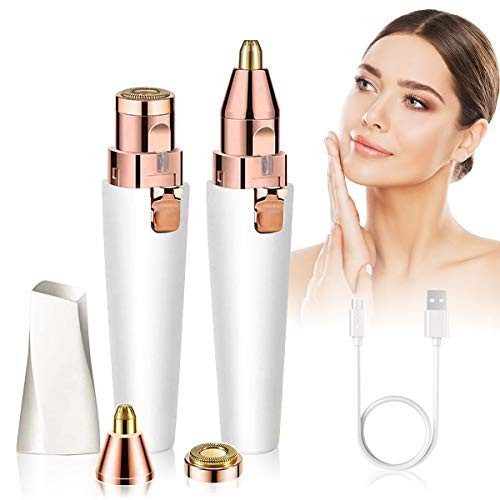 Facial Hair Removal for Women Eyebrow Trimmer Epilator 2 in 1 USB Rechargeable Painless Waterproof Eyebrow Hair Remover Razor Epilator Electric Shaver with LED Light for Eyebrow, Body (White) Facial Hair Removal for Women Eyebrow Trimmer Epilator 2 in 1 USB Rechargeable Painless Waterproof Eyebrow Hair Remover Razor Epilator Electric Shaver with LED Light for Eyebrow, Body (White)