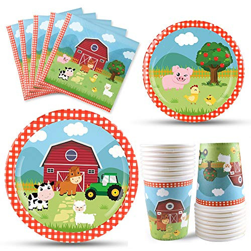 WERNNSAI Farm Animals Party Tableware Set- Disposable Barnyard Party Supplies include Luncheon Napkins Dinner dessert Plates Paper Cups for Kids Birthday Baby Shower Serves 16 Guests 64 PCS WERNNSAI Farm Animals Party Tableware Set- Disposable Barnyard Party Supplies include Luncheon Napkins Dinner dessert Plates Paper Cups for Kids Birthday Baby Shower Serves 16 Guests 64 PCS