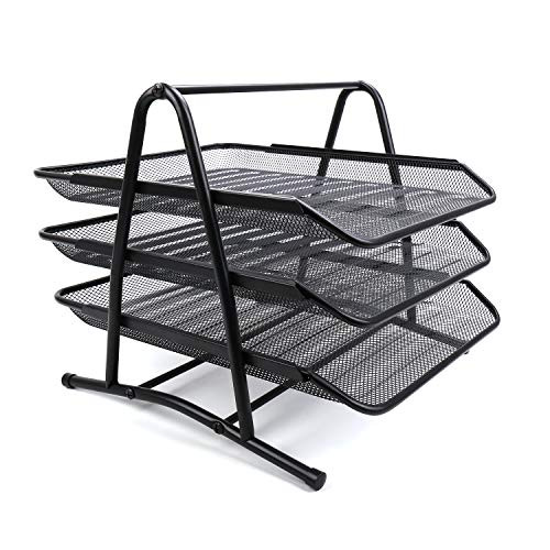 3 Tier Document Desk Organizer, Mesh Letter Tray, File Folder Racks Holders