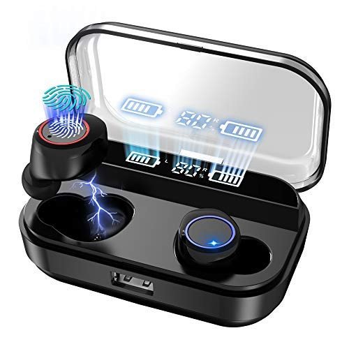Wireless Earbuds Bluetooth 5.1 Headphones with Charging Case LED Digital Shows IPX7 Waterproof True Wireless Earphones 140H Deep Bass Built-in Mic Touch Control Headset in-Ear for Sport Work Black Wireless Earbuds Bluetooth 5.1 Headphones with Charging Case LED Digital Shows IPX7 Waterproof True Wireless Earphones 140H Deep Bass Built-in Mic Touch Control Headset in-Ear for Sport Work Black