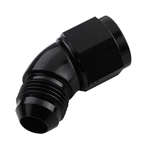 Black Aluminum 45 Degree -8 AN Male to Female Swivel Union Full Flow Elbow Fitting Adapter