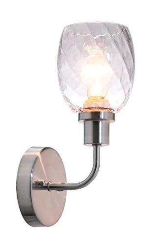 XiNBEi Lighting Wall Sconce, 1 Light Bathroom Vanity Wall Light with Clear Glass, Brushed Nickel Finish XB-W1210-1-BN