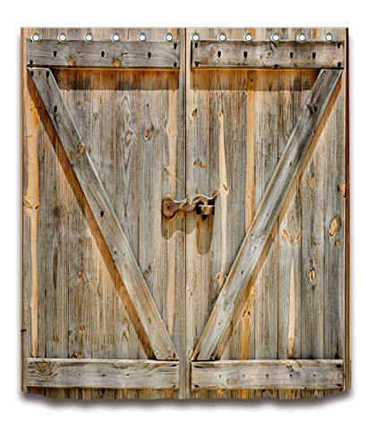 ECOTOB Rustic Shower Curtain Decor, Old Wooden Barn Door of Farmhouse Shower Curtains 72X72 inches Polyester Fabric Bathroom Decorations Bath Curtains Hooks Included
