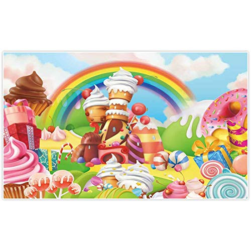 Allenjoy 5x3ft Lollipop Candyland Backdrop Sweet Cartoon Rainbow Party Supplies for Girls Princess 1st First Birthday Decorations Photography Cupcake Icecream Donut Candy Photo Booth Background Props