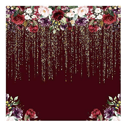 Funnytree 6x6ft Burgundy Red Flowers Backdrop Golden Glitter Floral Birthday Party Photography Background Bachelorette Bridal Shower Wedding Girl Adults Anniversary Decorations Banner Photo Studio Funnytree 6x6ft Burgundy Red Flowers Backdrop Golden Glitter Floral Birthday Party Photography Background Bachelorette Bridal Shower Wedding Girl Adults Anniversary Decorations Banner Photo Studio