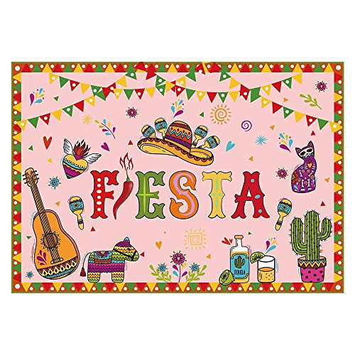 Funnytree Mexican Fiesta Theme Party Backdrop Photography Mexico Cinco De Mayo Carnival Background Flowers Dress Up Festival Birthday Decorations Cake Table Banner Photo Booth Props 7x5ft