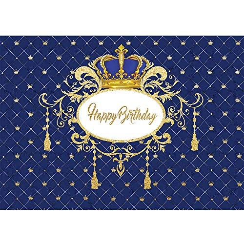 Allenjoy Royal Blue and Gold Happy Birthday Photo Backdrop Kids Boy 1st Bday Party Cake Table Wall Decoration Banner Crown Celebration Little Prince Photo Booth Background 7x5ft Photoshoot Props Allenjoy Royal Blue and Gold Happy Birthday Photo Backdrop Kids Boy 1st Bday Party Cake Table Wall Decoration Banner Crown Celebration Little Prince Photo Booth Background 7x5ft Photoshoot Props