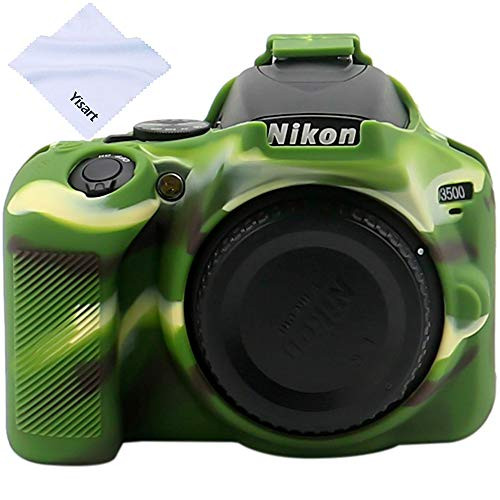 Yisau Nikon D3500 Camera Housing Case,Professional Silicion Rubber Camera Case Cover Detachable Protective for Nikon D3500 Digital SLR Camera+Microfiber Cleaning Cloth (ArmyGreen)