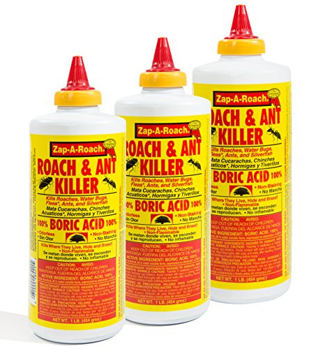 Zap-A-Roach 3 Pack 1lb Roach & Ant Killer Boric Acid Powder Indoor Insect Control