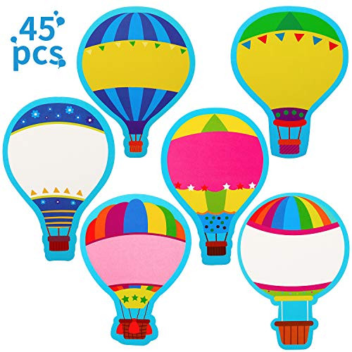 45 Pieces Hot Air Balloons Cut-Outs Hot Air Balloon Bulletin Board Set Colorful Hot Balloons Accents Paper Cutouts with Glue Point Dots for Kids Home Class Office Decor