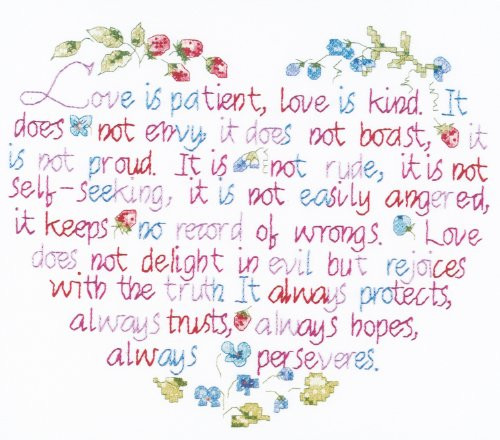 Janlynn Stamped Cross Stitch Kit, Love is Patient