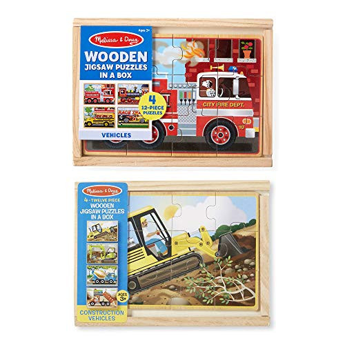 Melissa & Doug Vehicle and Construction Puzzles in a Box Bundle