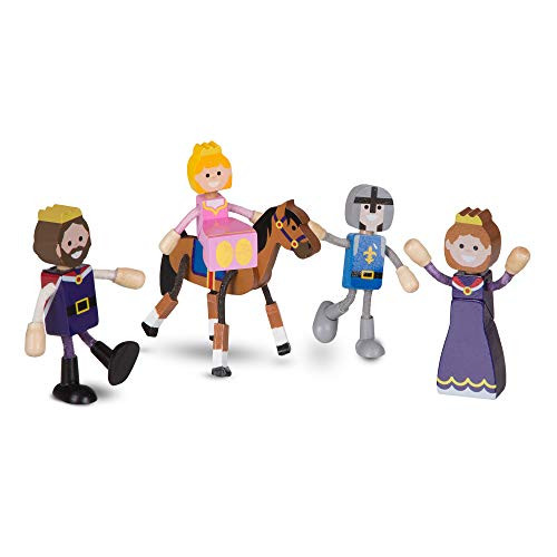 Melissa & Doug Wooden Flexible Figures 7-Piece Royal Kingdom Dolls for Dollhouses, Mix 2473