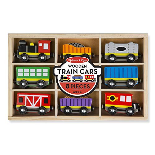 Melissa & Doug Wooden Train Cars (8-Piece Train Set),Multicolor