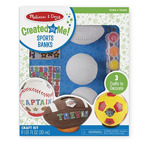 Melissa & Doug Decorate-Your-Own Sports Set Craft Kit - Soccer, Baseball, and Football Banks