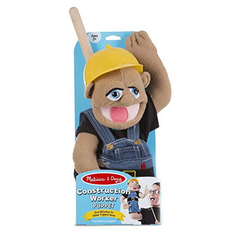 Melissa & Doug Construction Worker Puppet with Detachable Wooden Rod for Animated Gestures