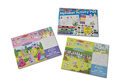 Melissa & Doug Sticker & Coloring Activity Pad 3 Pack - Animals, Dress-Up, Letters Melissa & Doug Sticker & Coloring Activity Pad 3 Pack - Animals, Dress-Up, Letters