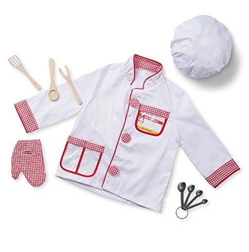 Melissa & Doug 96021 Chef Role Play Costume Dress -Up Set With Realistic Accessories Frustration-Free Packaging, Multicolor