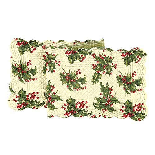 C&F Home 14X51 Inches Quilted Scallop Runner, Holly, Table Runner Small 14x51 Cream