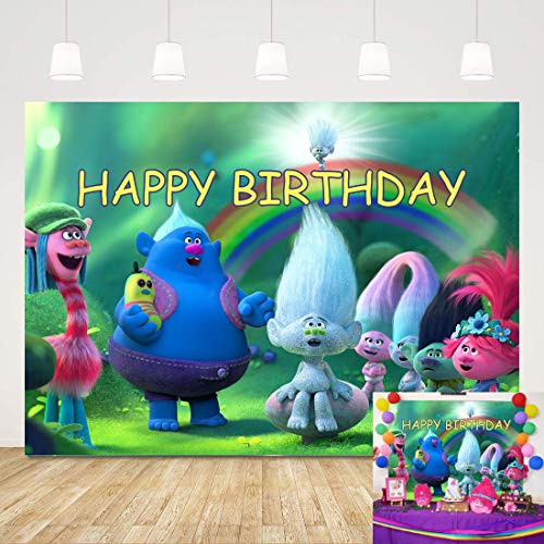 Trolls Poppy Happy Birthday Theme Backdrops Woodenland Rainbow Elves Photgraphy Background Baby Shower Party Decoration Photo Banner Cake Table Supplies 7x5ft Trolls Poppy Happy Birthday Theme Backdrops Woodenland Rainbow Elves Photgraphy Background Baby Shower Party Decoration Photo Banner Cake Table Supplies 7x5ft
