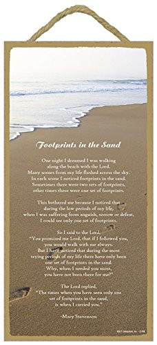 SJT ENTERPRISES, INC. Footprints in The Sand Poem 5" x 10" Wood Plaque Sign (SJT13168)