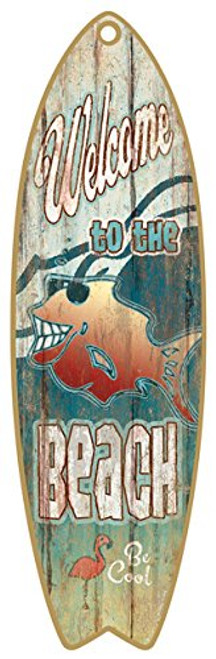 SJT ENTERPRISES, INC. Welcome to The Beach 5" x 16" Surfboard Wood Plaque Sign (SJT41315)