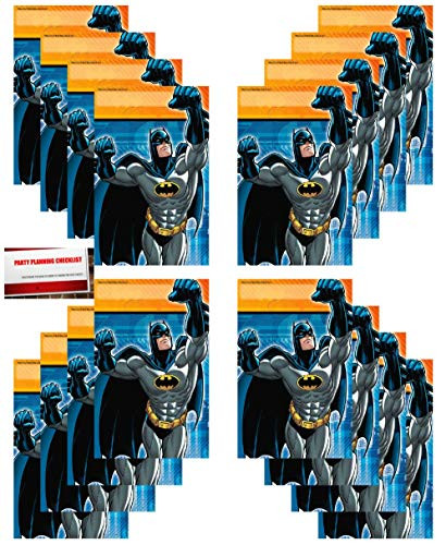 Batman Party 16 Pack Plastic Loot Treat Candy Favor Bags (Plus Party Planning Checklist by Mikes Super Store)