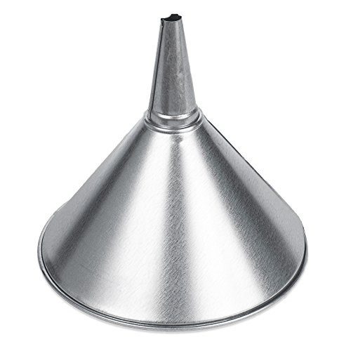 WirthCo 94473 Funnel King 2 quart, 8" Center Spout Funnel with Removable Brass Strainer Screen, Galvanized, General Purpose