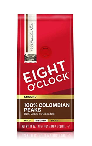 Eight O'Clock Ground Coffee, 100% Colombian Peaks, 11 Ounce