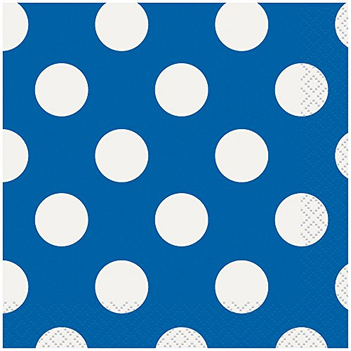 Unique Industries, Disposable Polka Dot Beverage Napkins, DIY Party Supplies -  Royal Blue, Pack of 40