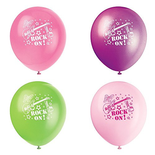 12" Latex Rock On Girls Party Balloons, 8ct