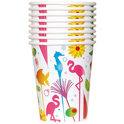 Unique 43656 Summer Cocktail Party Cups, 8ct, 9 oz, Multicolor