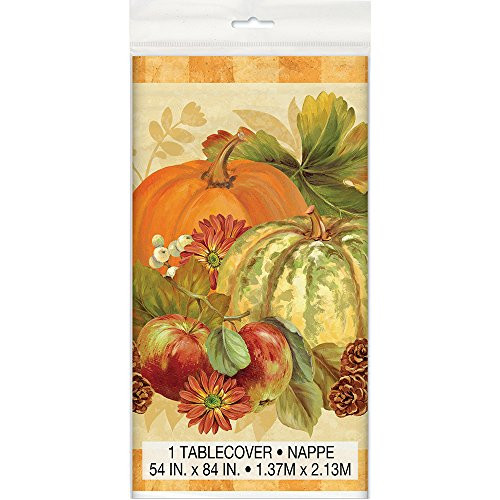 Pumpkin Harvest Fall Plastic Tablecloth, 84" x 54"