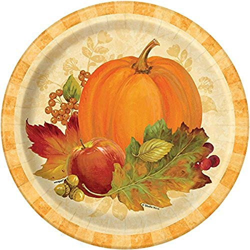 Pumpkin Harvest Fall Dinner Party Paper Plates, 9", 8 Ct.