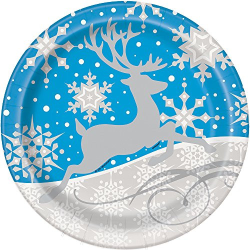 Silver Snowflake Christmas Paper Party Plates, 9", 8ct