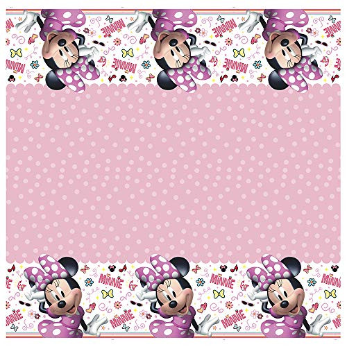 Unique Disney Iconic Minnie Mouse Rectangular Plastic Party Table Cover, 54" x 84", 1Ct