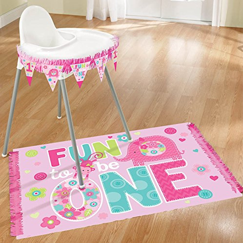 amscan One Wild Girl 1st Birthday Party High Chair Decorating Kit , Pink, Plastic, Pack of 2