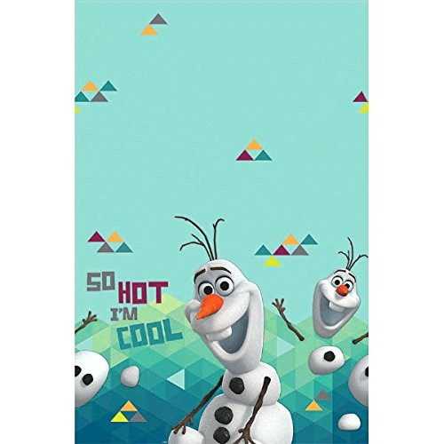 Disney Olaf Plastic Table Cover Birthday Party Tableware Decoration (1 Piece), Sky Blue/Teal, 54" x 96".