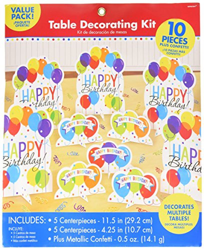 amscan 241540 Table Decorating Kit | Balloon Bash Design | Birthday, 10ct
