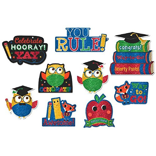 amscan Grad Juvenile Glitter Cutouts | Party Favor
