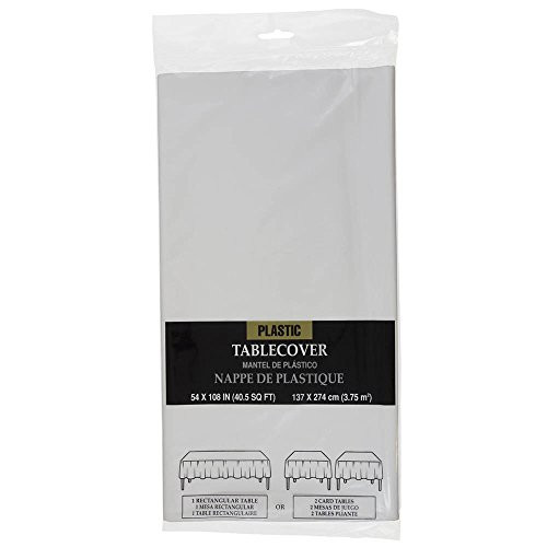 JAM PAPER Rectangular Plastic Table Cover - 54 x 108 - White - Sold Individually