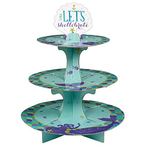 Amscan Mermaid Wishes Treat Stand, 14" x 11 7/10", Multicolor