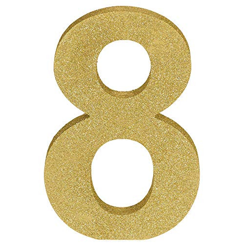 Amscan Number 8, 8 7/8" H x 5 7/8" W x 1" D, Gold
