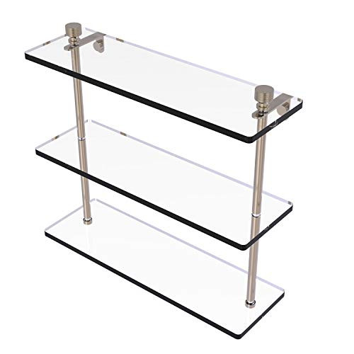 Allied Brass FT-5/16 Foxtrot Collection 16 Inch Triple Tiered Glass Shelf, Antique Pewter