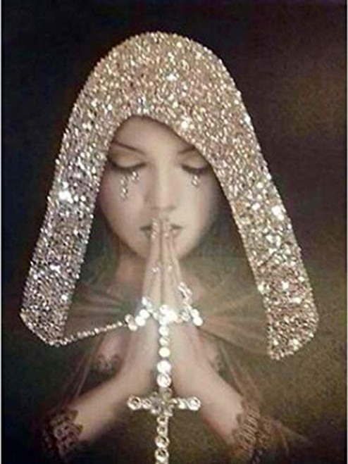 Full Drill Diamond Painting Kit for Adults, BENBO 15.8x11.8In Tear of Angel Cross 5D DIY Diamond Painting by Numbers Diamond Embroidery Kit Cross Stitch Rhinestone Crystal Arts Craft for Home Decor
