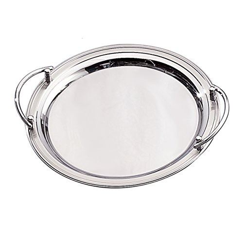 Elegance Stainless Steel Round Serving Tray, 14 inch, Silver