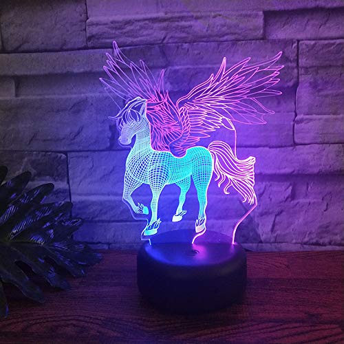 3D Unicorn Kids Night Light, Optical Illusion Lamp 7 Color Changing LED Bedside Lamp Birthday Gifts for Teen Girls 3D Unicorn Kids Night Light, Optical Illusion Lamp 7 Color Changing LED Bedside Lamp Birthday Gifts for Teen Girls