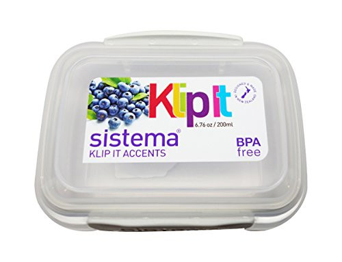 Sistema Klip It Accents BPA-Free Reusable Food Storage Container, Clear, 3-Pack