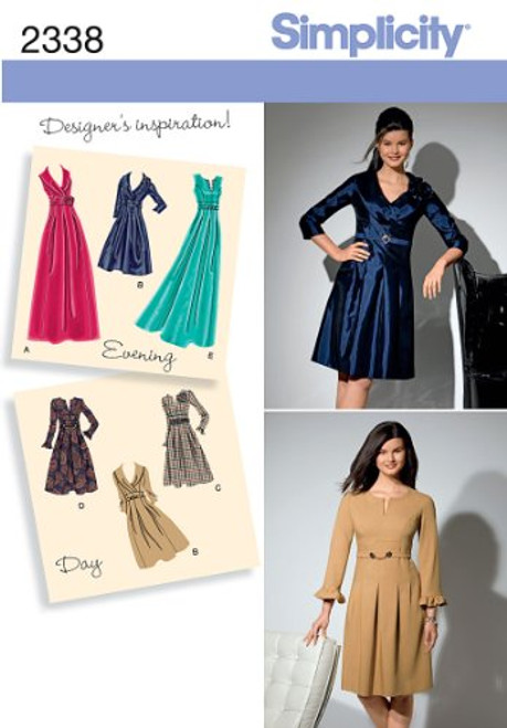 Simplicity Day to Evening Pattern 2338 Misses Dress in 2 Lengths with Sleeve Variations Sizes 10-12-14-16-18 Simplicity Day to Evening Pattern 2338 Misses Dress in 2 Lengths with Sleeve Variations Sizes 10-12-14-16-18