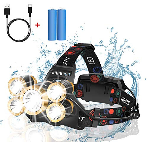 Headlamp Rechargeable,12000 Lumen Ultra Bright 5 LED Headlight Flashlight,Brightest USB Rechargeable Headlamps,Waterproof Zoomable Head Lamp 4 Modes Light for Outdoors Camping Hunting Hiking Hard Hat Headlamp Rechargeable,12000 Lumen Ultra Bright 5 LED Headlight Flashlight,Brightest USB Rechargeable Headlamps,Waterproof Zoomable Head Lamp 4 Modes Light for Outdoors Camping Hunting Hiking Hard Hat